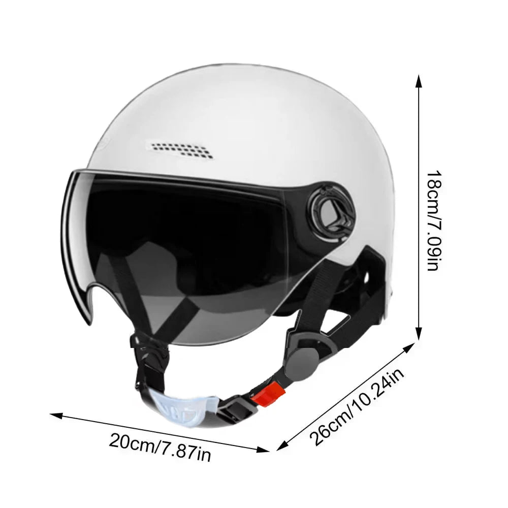 Electric Motorcycle Open-Face Helmet with Goggles – Anti-UV Safety Cap for Men & Women