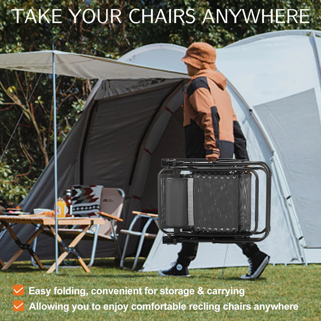 Set of 2 Zero Gravity Recliner Chairs with Cup Holders
