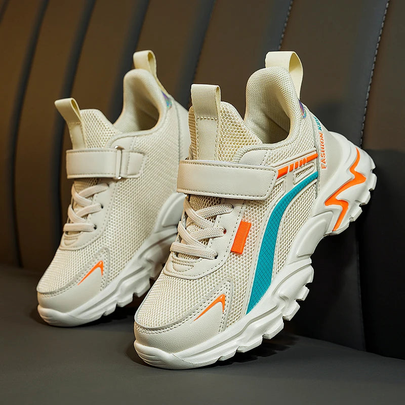 Lightweight Kids' Black Mesh Sneakers – Breathable & Non-Slip