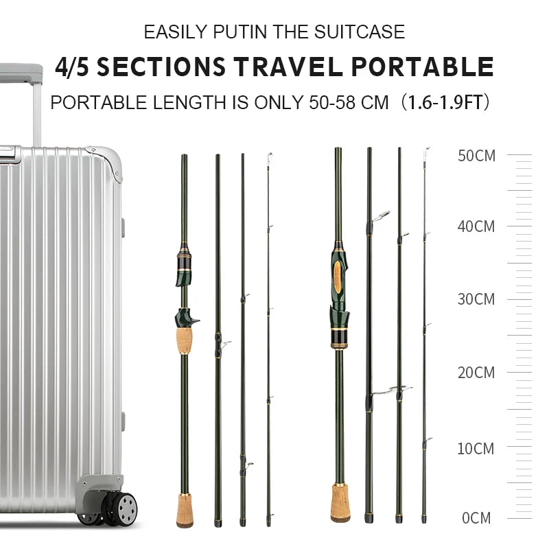 CEMREO Portable Carbon Travel Fishing Rod – 1.8m to 2.4m