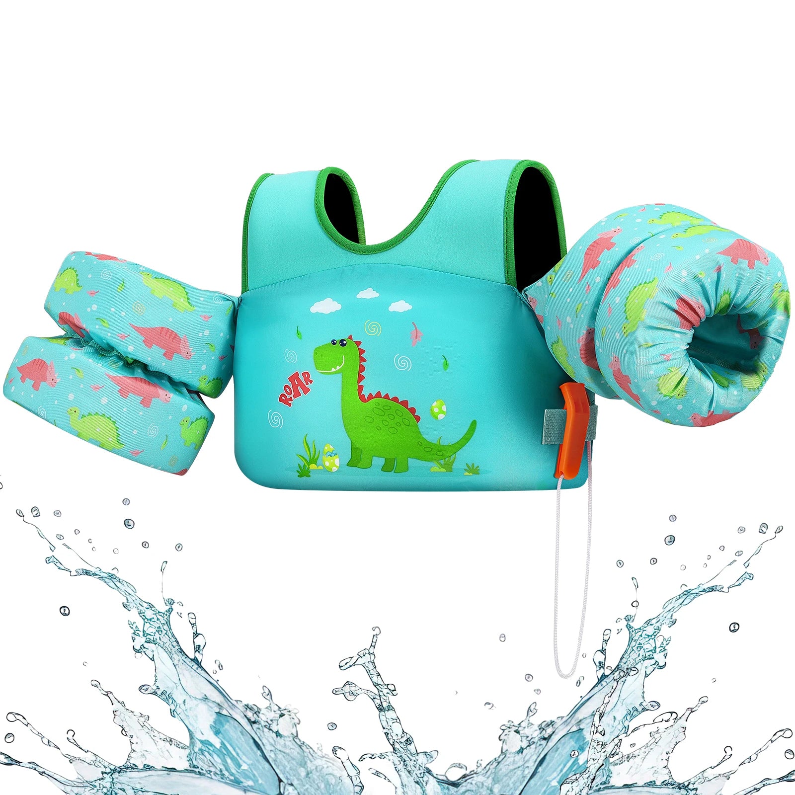Children’s Swim Life Vest with Arm Floats & Whistle