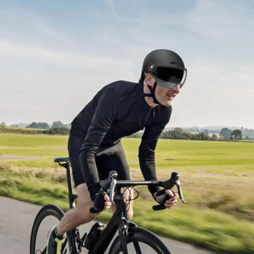 Electric Motorcycle Open-Face Helmet with Goggles – Anti-UV Safety Cap for Men & Women