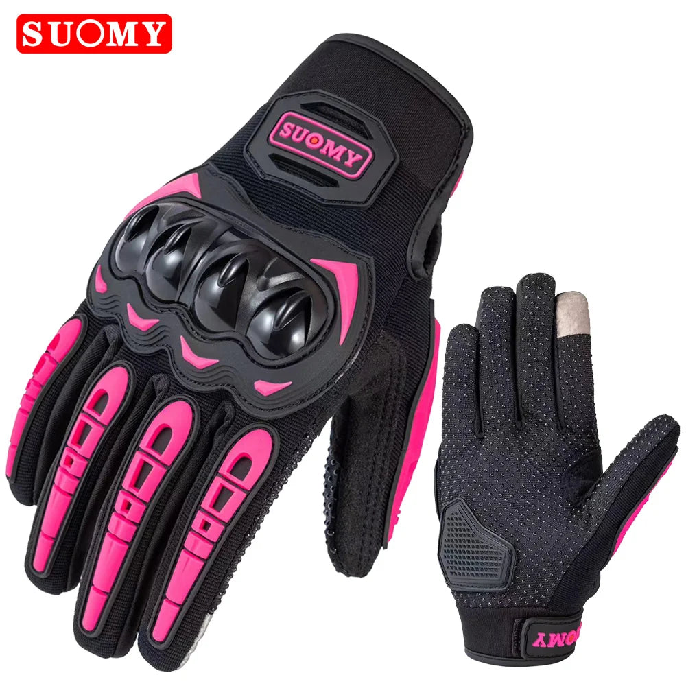 SUOMY Orange Full-Finger Motorcycle Gloves – Summer Touchscreen Gloves for Men & Women