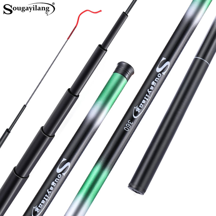 Sougayilang Fiberglass Telescopic Fishing Rod – 2.7m–5.4m Portable, Anti-Bending