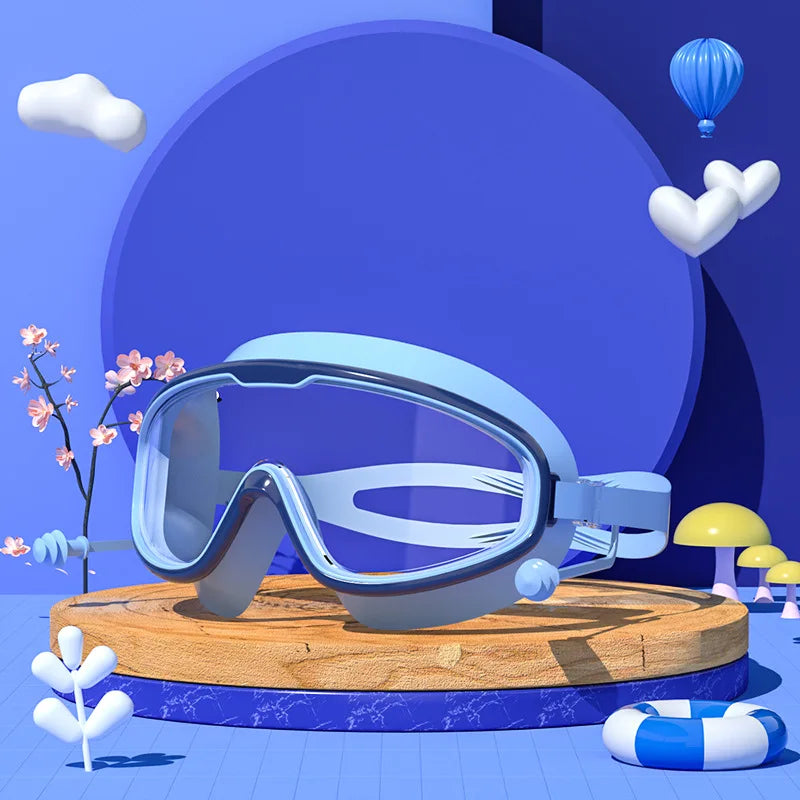 Large Frame Waterproof HD Swimming Goggles with Earplugs – For Adults & Kids