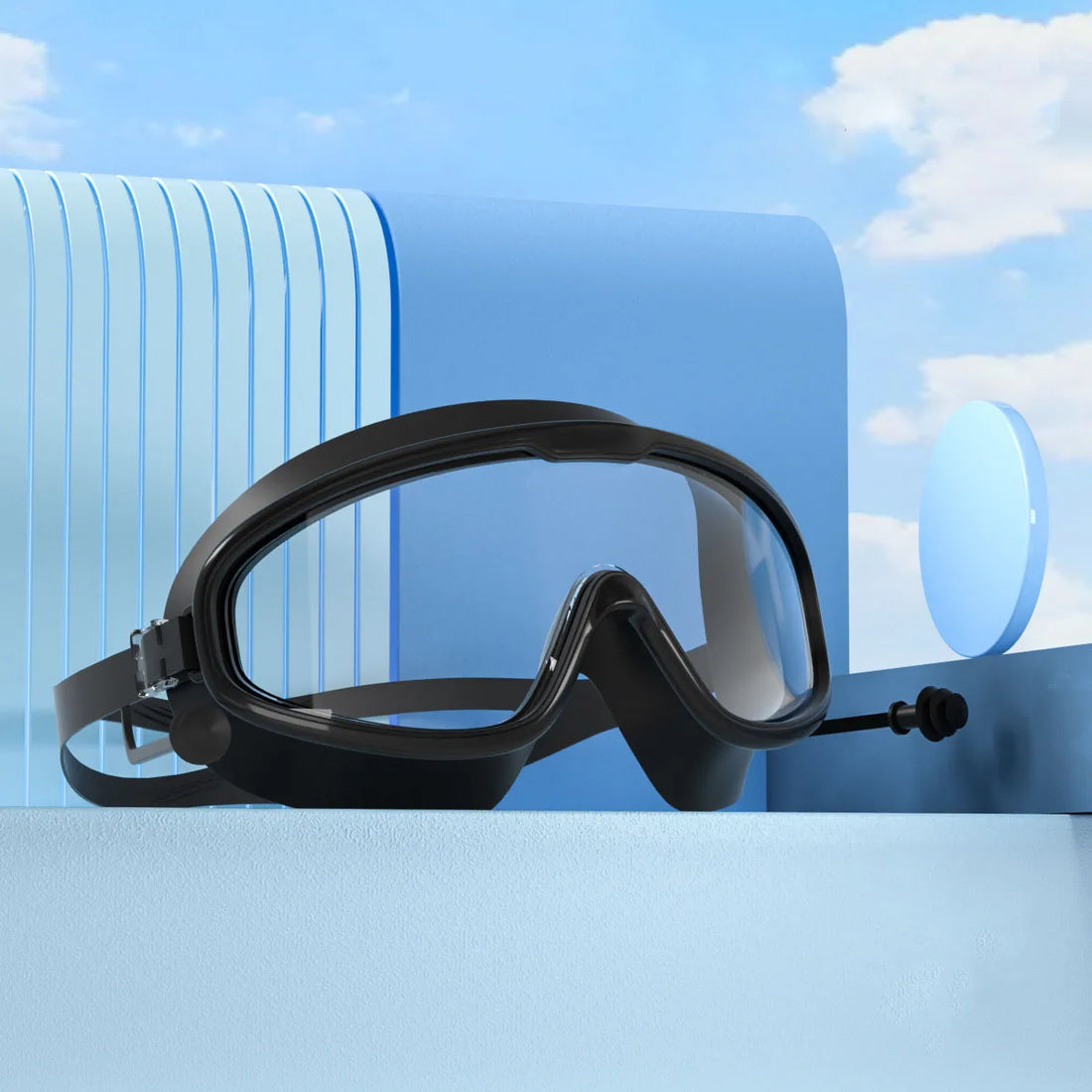 Large Frame Waterproof HD Swimming Goggles with Earplugs – For Adults & Kids