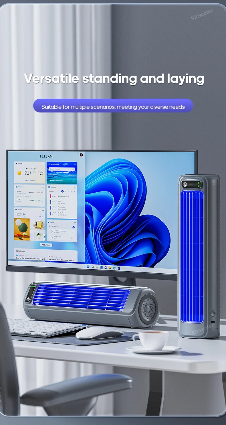 KINSCOTER Rechargeable Desktop Air Conditioner Fan – Wall-Mount, 3-Speed Cooling