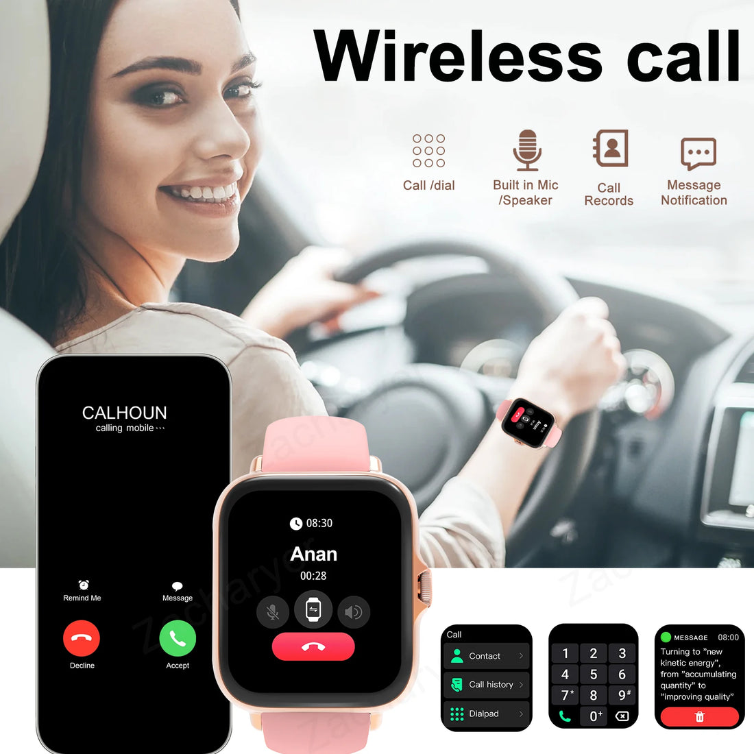 Bluetooth Smartwatch – Touch Dial, Music & Fitness Tracker