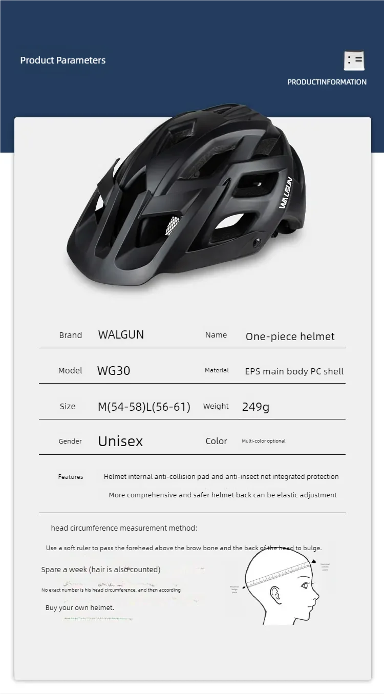 MTB Trail XC In-Mold Mountain Bike Helmet – Men’s M/L Safety Cap