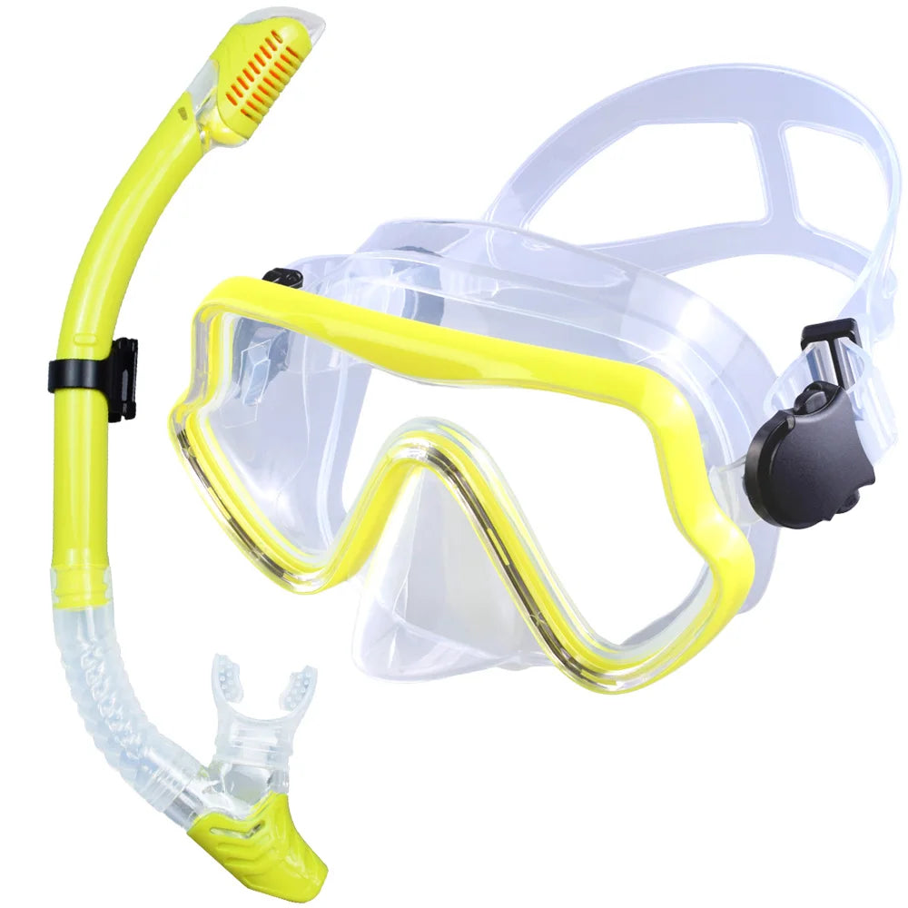 Adult Scuba Diving Mask & Snorkel Set – Tempered Glass Panoramic View