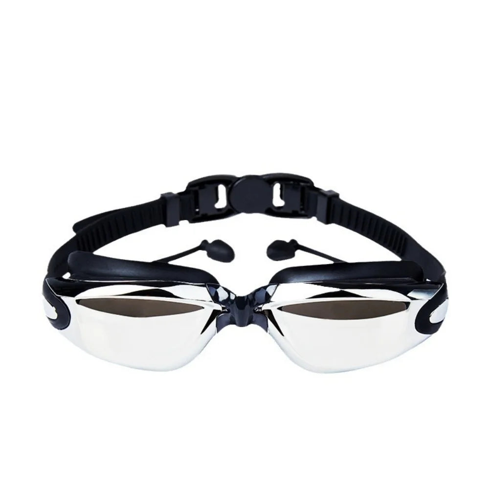 Adult Myopia Swimming Goggles with Earplugs – Anti-Fog HD Electroplated Lens
