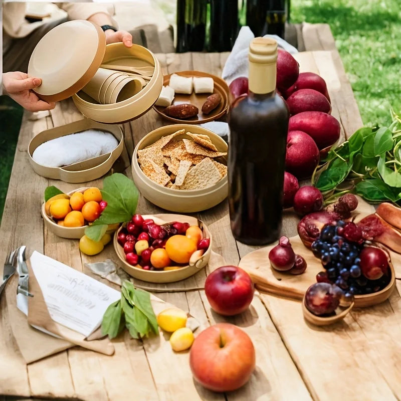 Portable Camping Tableware Set – Plates, Cups, Bowls & Utensils