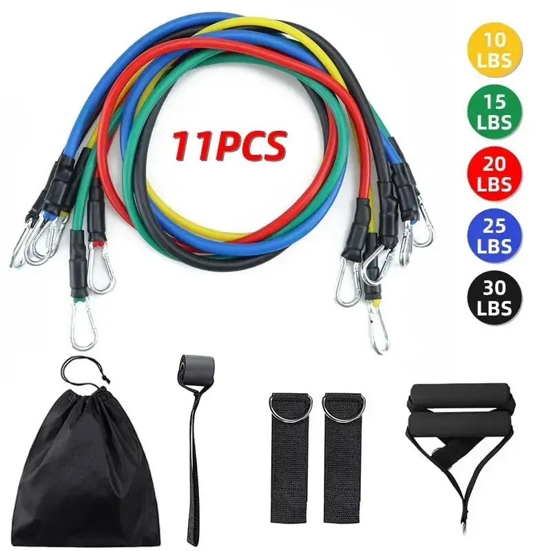 11-Piece TPE Resistance Band Set with Handles & Accessories