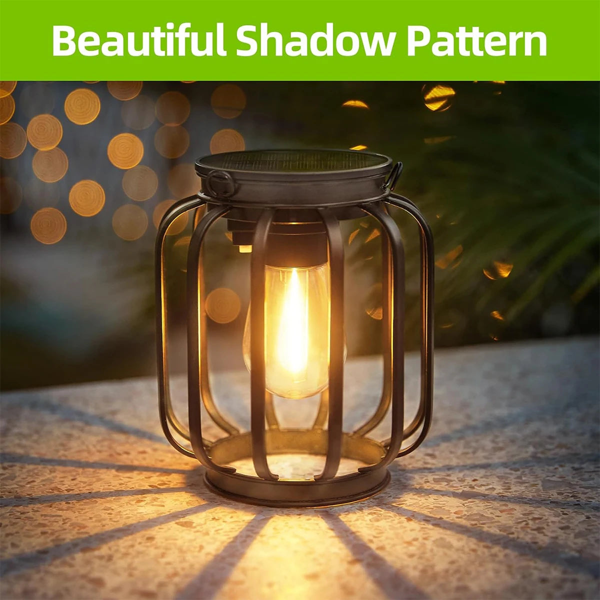 Solar LED Garden Lantern – 3000K Warm Light, Daylight Sensor, Waterproof Iron-Art with Durable Hanging Chain
