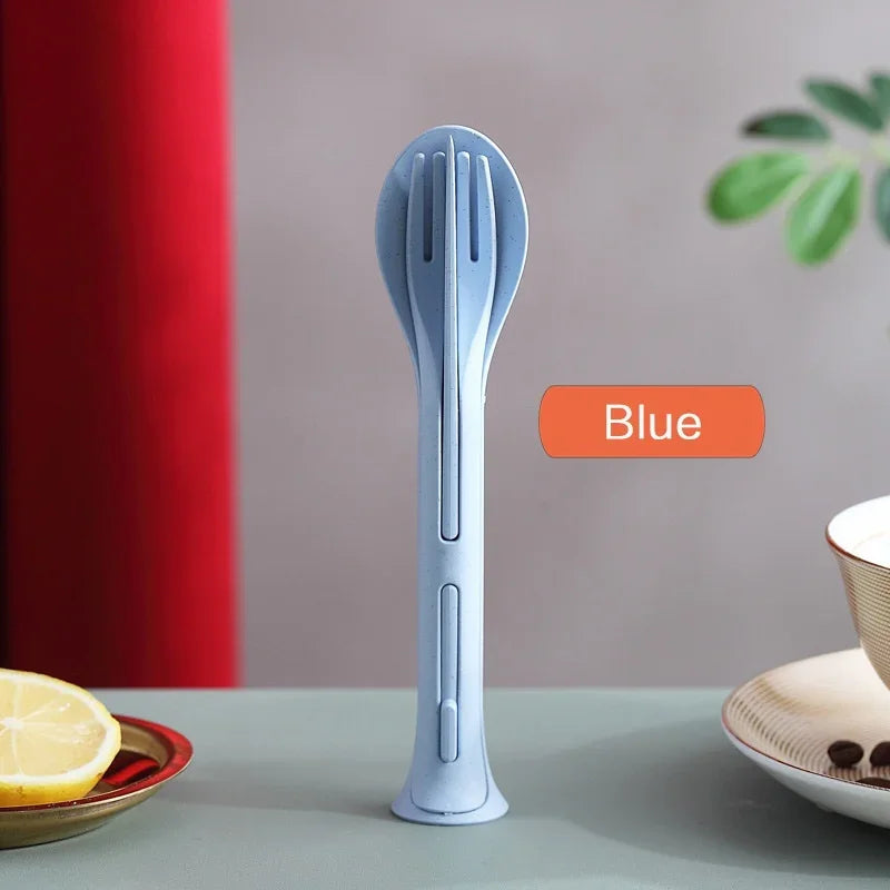 3PCS Eco Travel Cutlery Set – Wheat Straw Portable Utensils