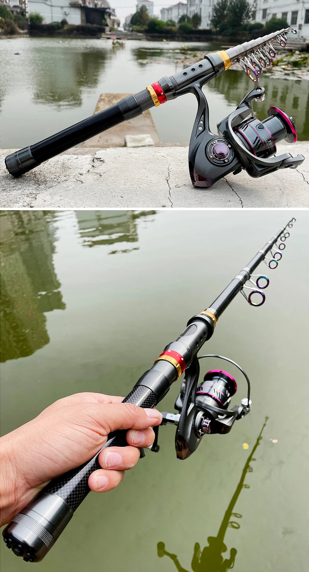 Telescopic Carbon Fiber Fishing Rod & Reel Combo 1.8–3.6m