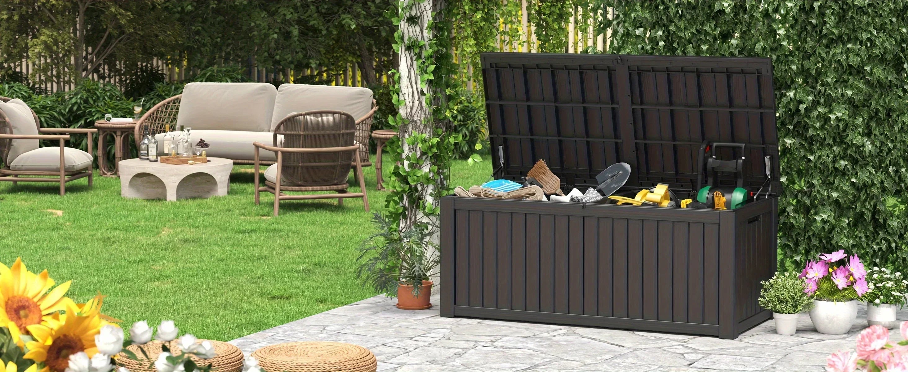 Resin Outdoor Storage Deck Box – 150/100/32 Gallon Weather-Resistant Patio Organizer