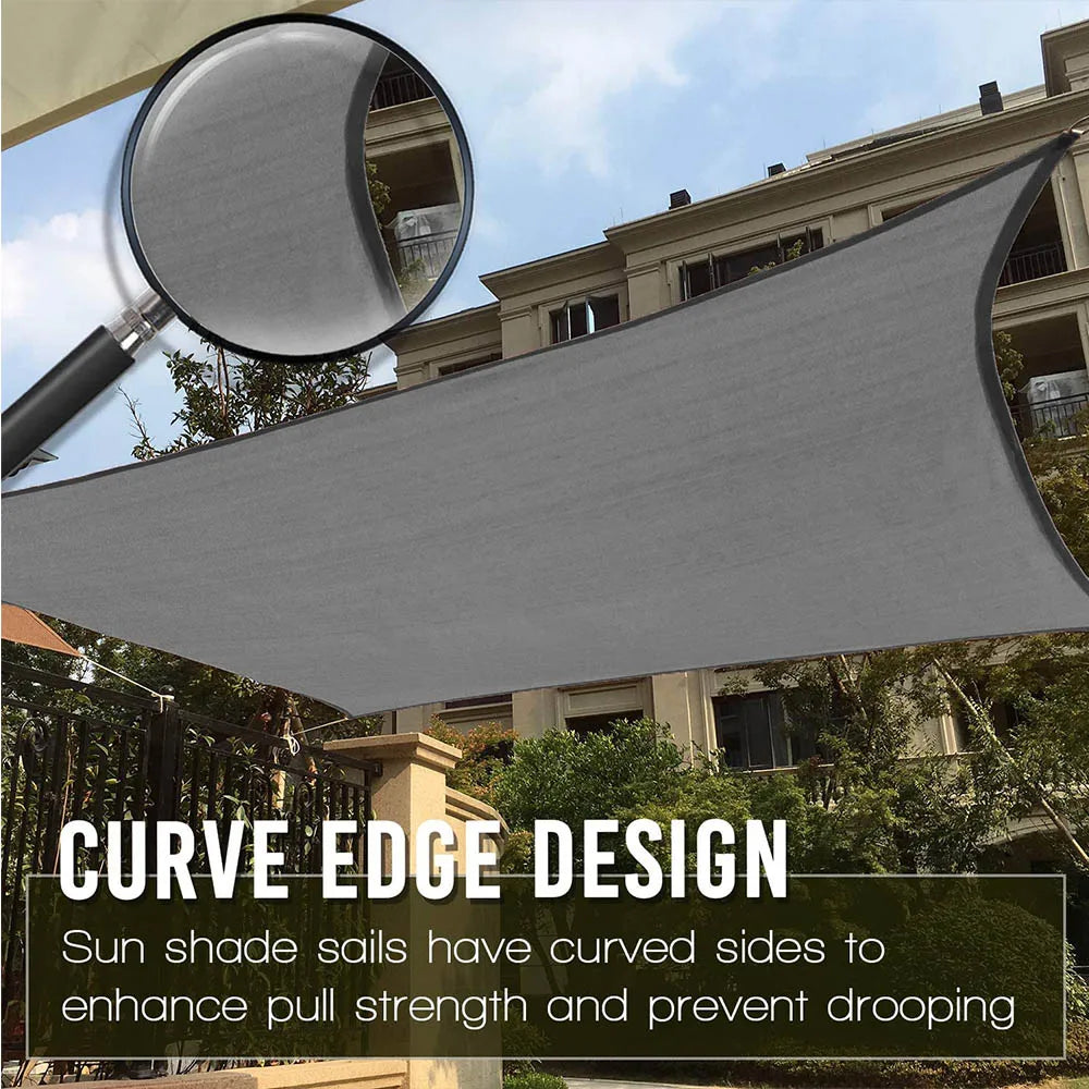 Large Waterproof Rectangle Sun Shade Sail for Outdoor Use