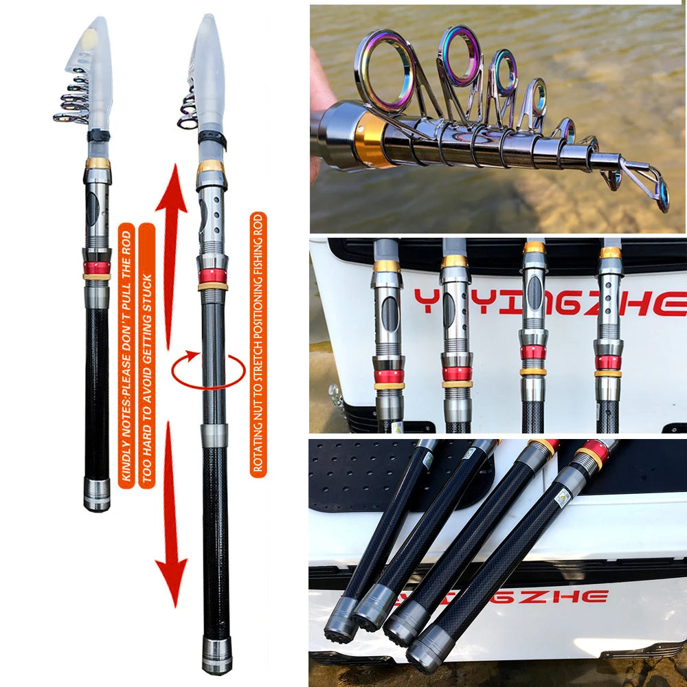 Telescopic Carbon Fiber Fishing Rod & Reel Combo 1.8–3.6m