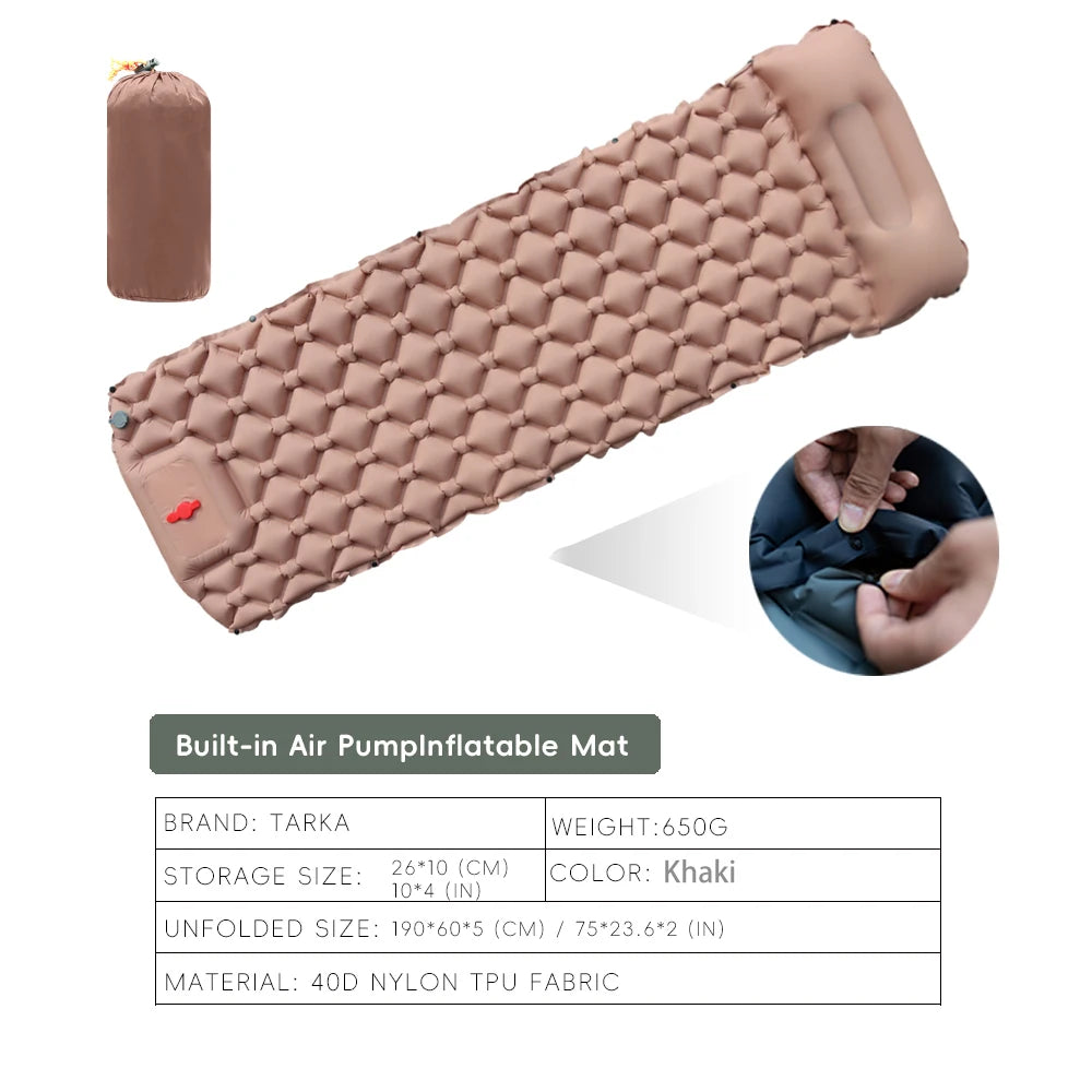 TARKA Self-Inflating Camping Mat – Air Cushion with Pillow for Hiking & Climbing