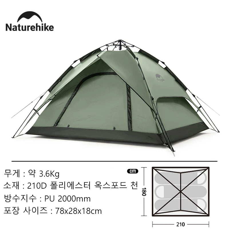 Naturehike 3-Person One-Touch Camping Tent