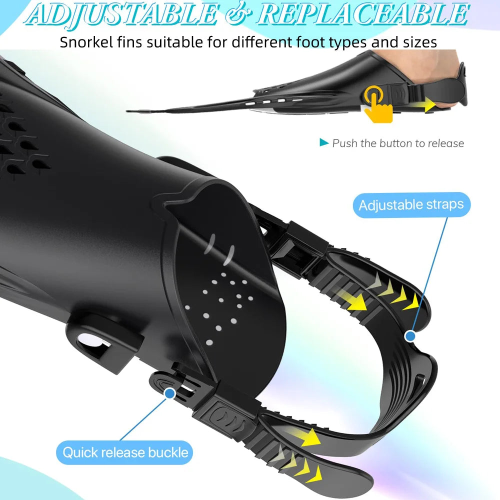 Adjustable Silicone Snorkel Fins – Open Heel Flippers