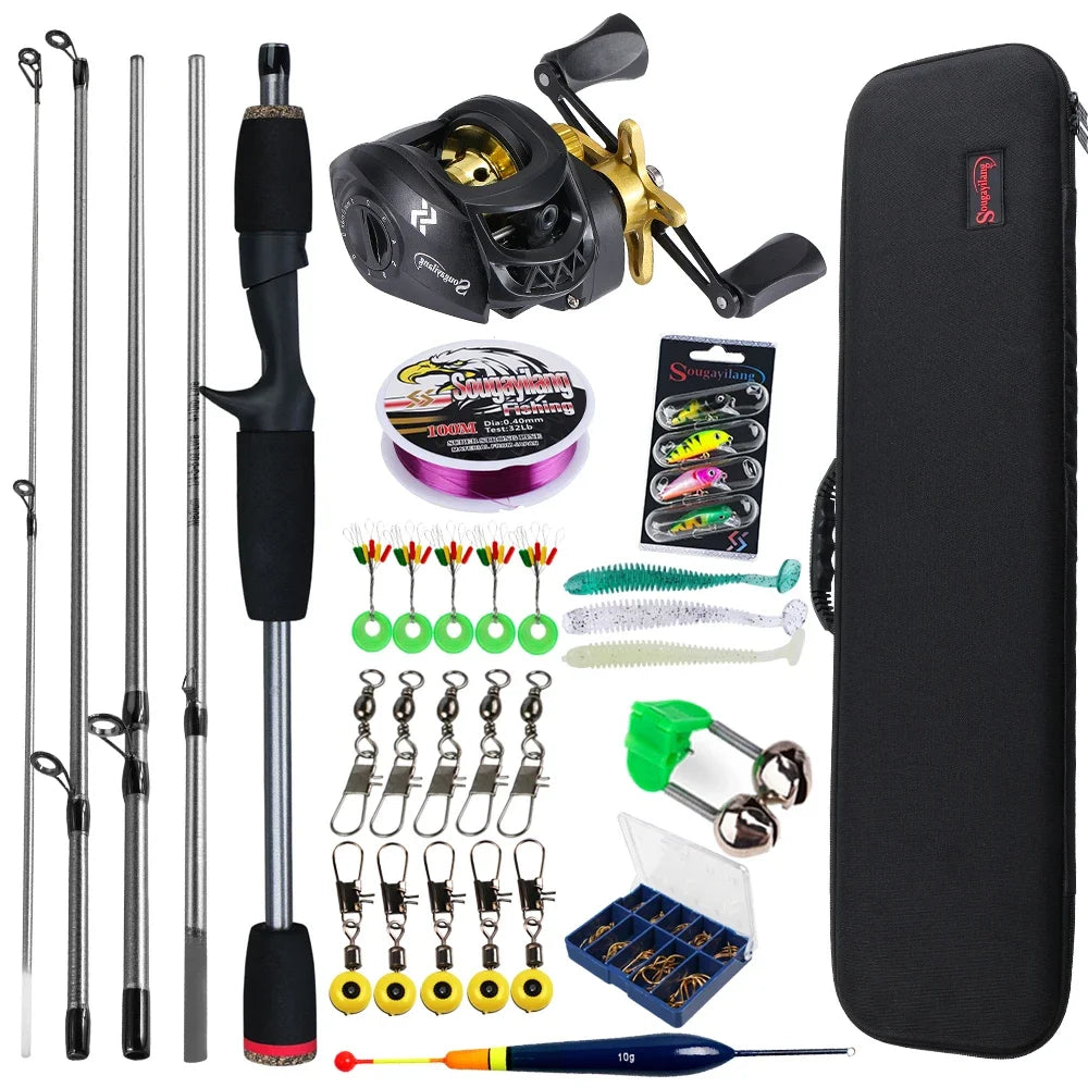 Sougayilang Baitcasting Combo Kit – 5-Section Rod + 7.2:1 Reel