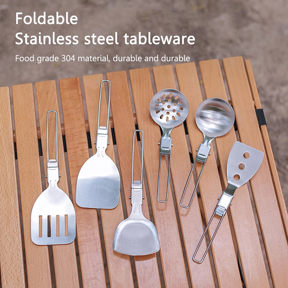 Folding Spatula Spoon – Stainless Steel Outdoor Cooking Tool
