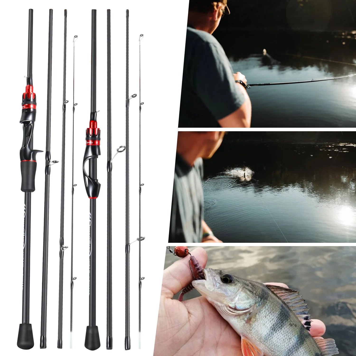 Sougayilang 2.1m Ultralight Carbon Spinning Casting Rod – 4-Section
