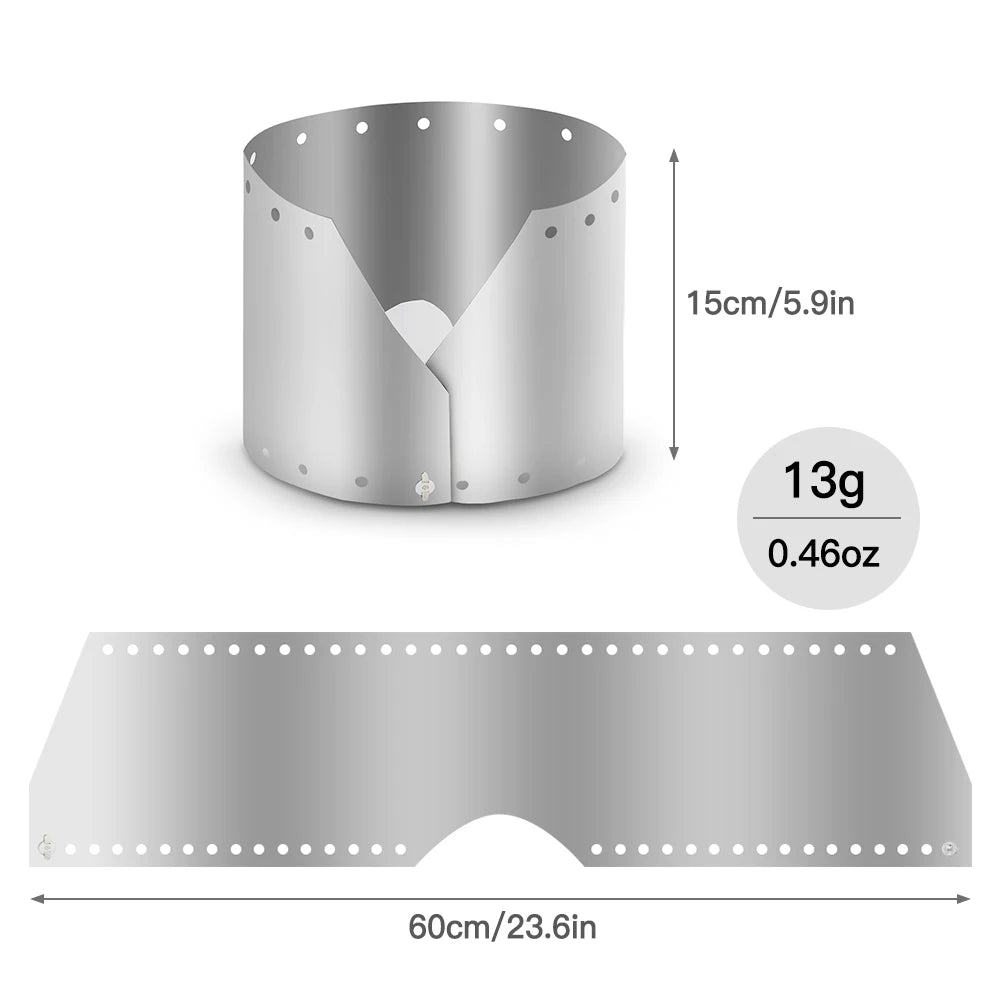Titanium Camping Stove Windshield – Foldable 15/19cm