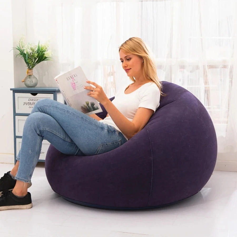 Large Inflatable PVC Lazy Sofa – Portable Lounger Bean Bag for Indoor & Outdoor