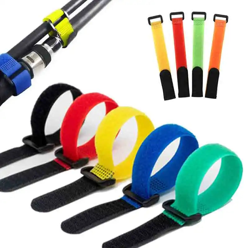 10pcs Reusable Fishing Rod Tie Holder Straps with Hook & Loop