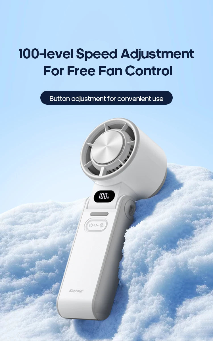 KINSCOTER Mini Portable Handheld Fan – Foldable, Rechargeable, Turbo Cooling
