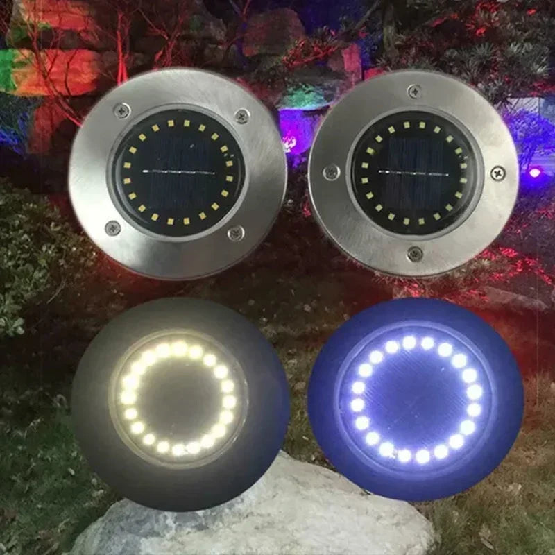 1/4/8Pcs Outdoor Solar Disk Lights – 8/20 LEDs Buried Landscape Spotlights for Garden, Lawn, Yard Decoration