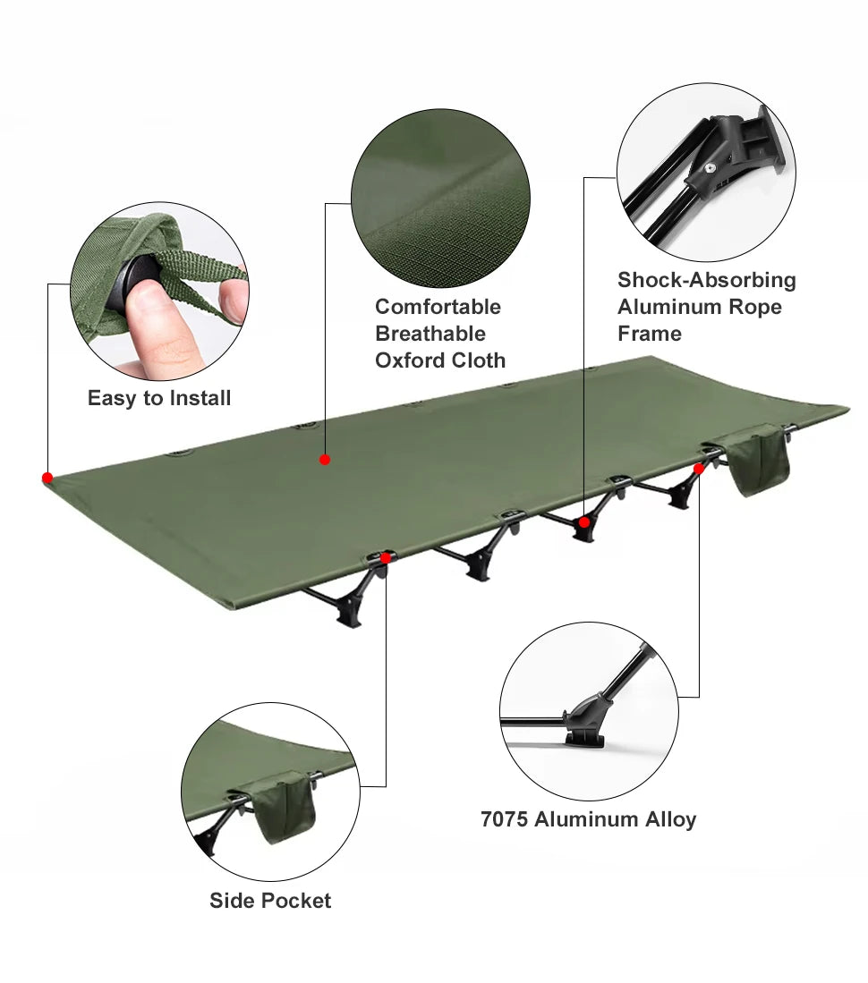 WESTTUNE Ultralight Folding Camping Cot – Portable Bed for Hiking & Travel