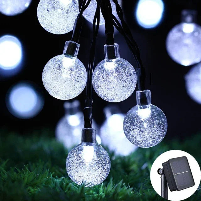 2024 Solar Crystal Globe String Lights – Waterproof IP65 LED Fairy Lights for Outdoor Garden, Patio, Party & Holiday Decor