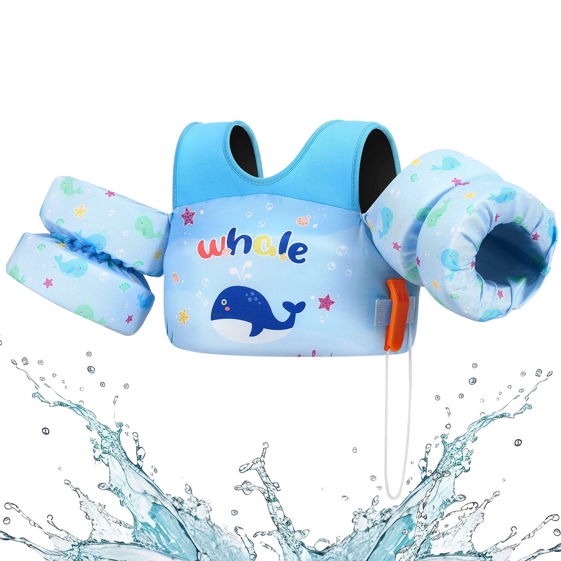 Children’s Swim Life Vest with Arm Floats & Whistle