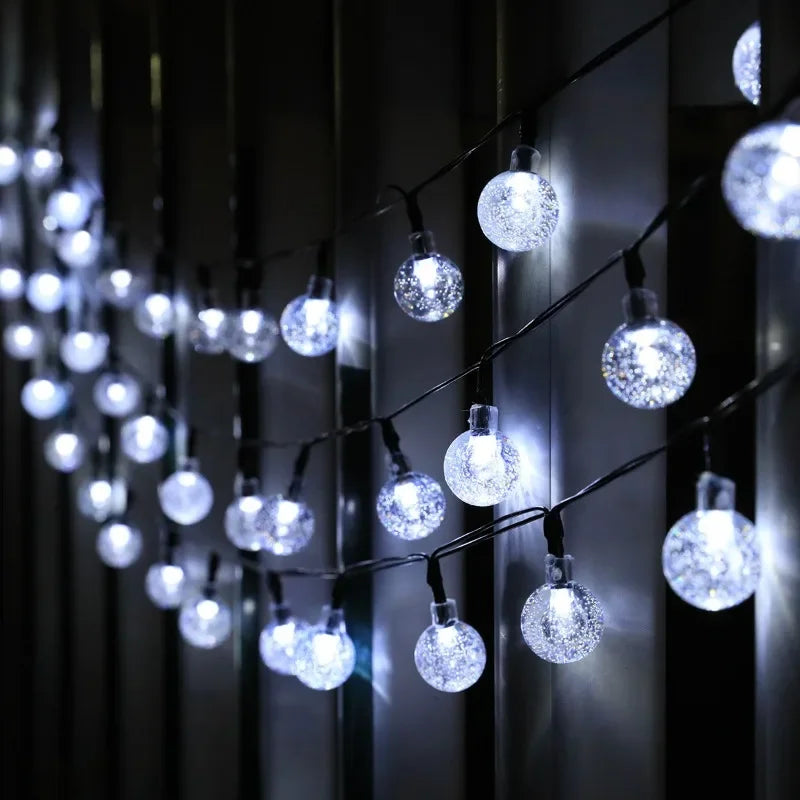 2024 Solar Crystal Globe String Lights – Waterproof IP65 LED Fairy Lights for Outdoor Garden, Patio, Party & Holiday Decor