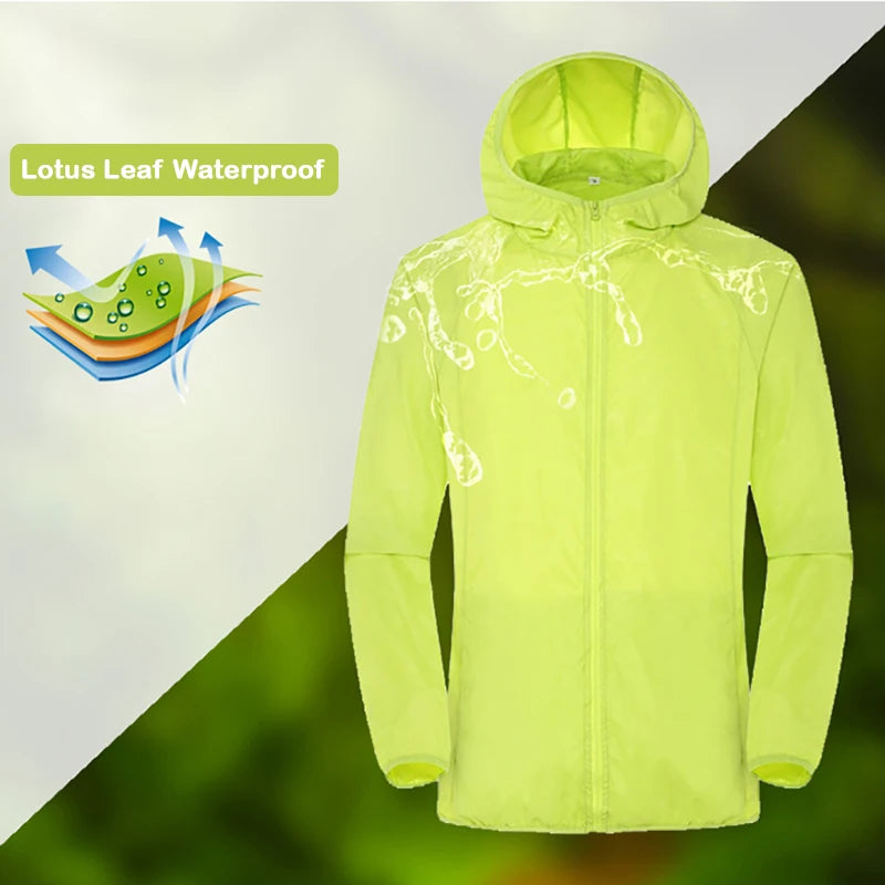 JNLN Waterproof Camping Rain Jacket – Quick-Dry Windbreaker with Pockets