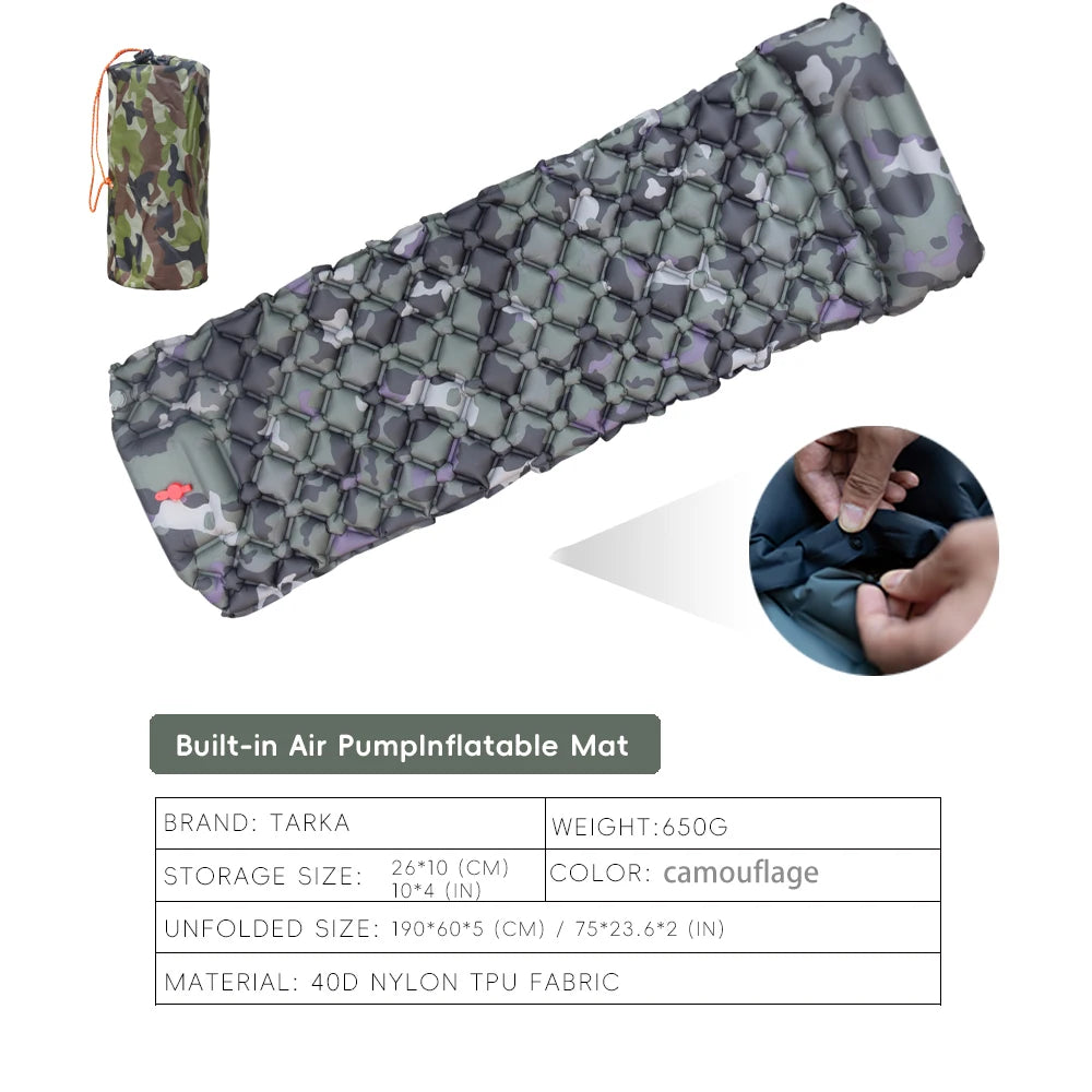 TARKA Self-Inflating Camping Mat – Air Cushion with Pillow for Hiking & Climbing