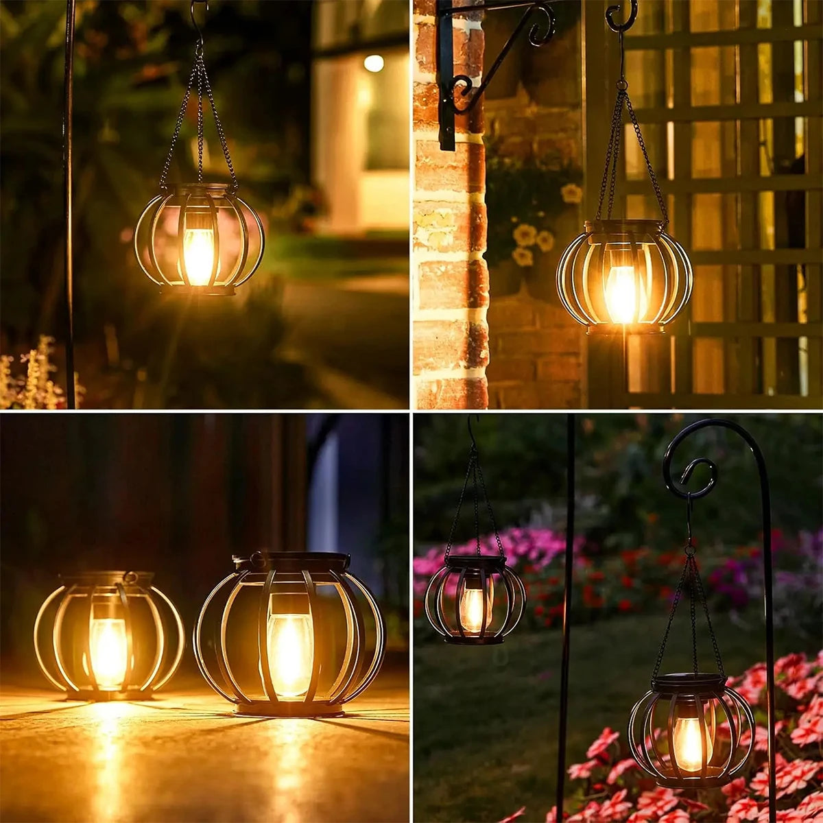 Solar LED Garden Lantern – 3000K Warm Light, Daylight Sensor, Waterproof Iron-Art with Durable Hanging Chain