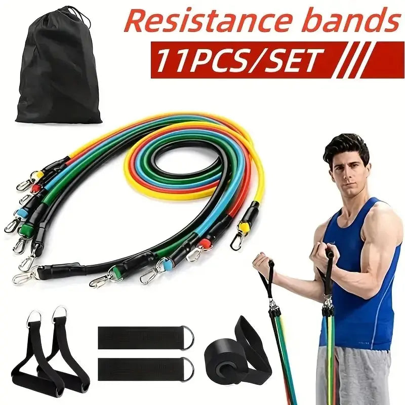 11-Piece TPE Resistance Band Set with Handles & Accessories