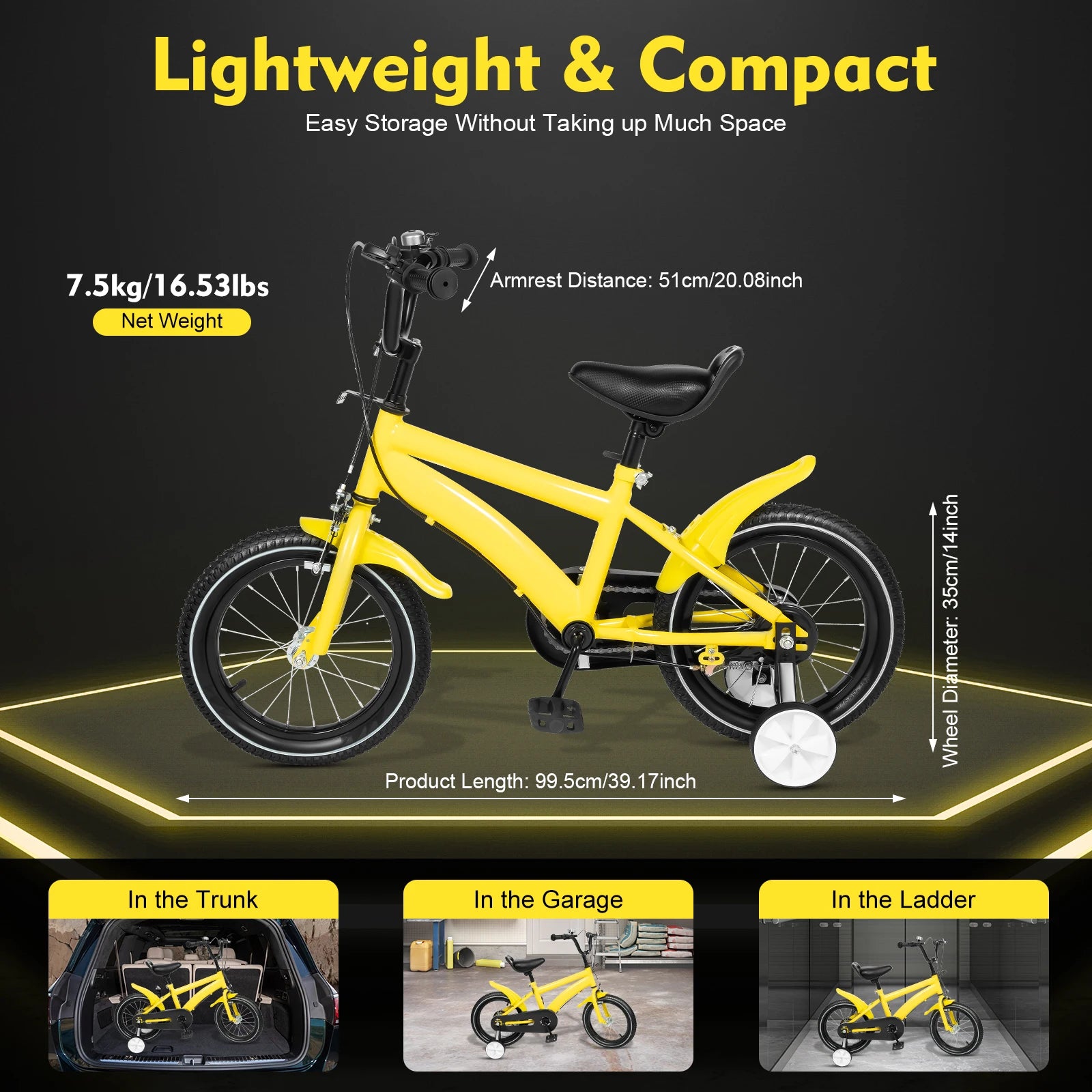 14-Inch Kids Bike with Training Wheels – Adjustable Bicycle for Boys & Girls Ages 2–5