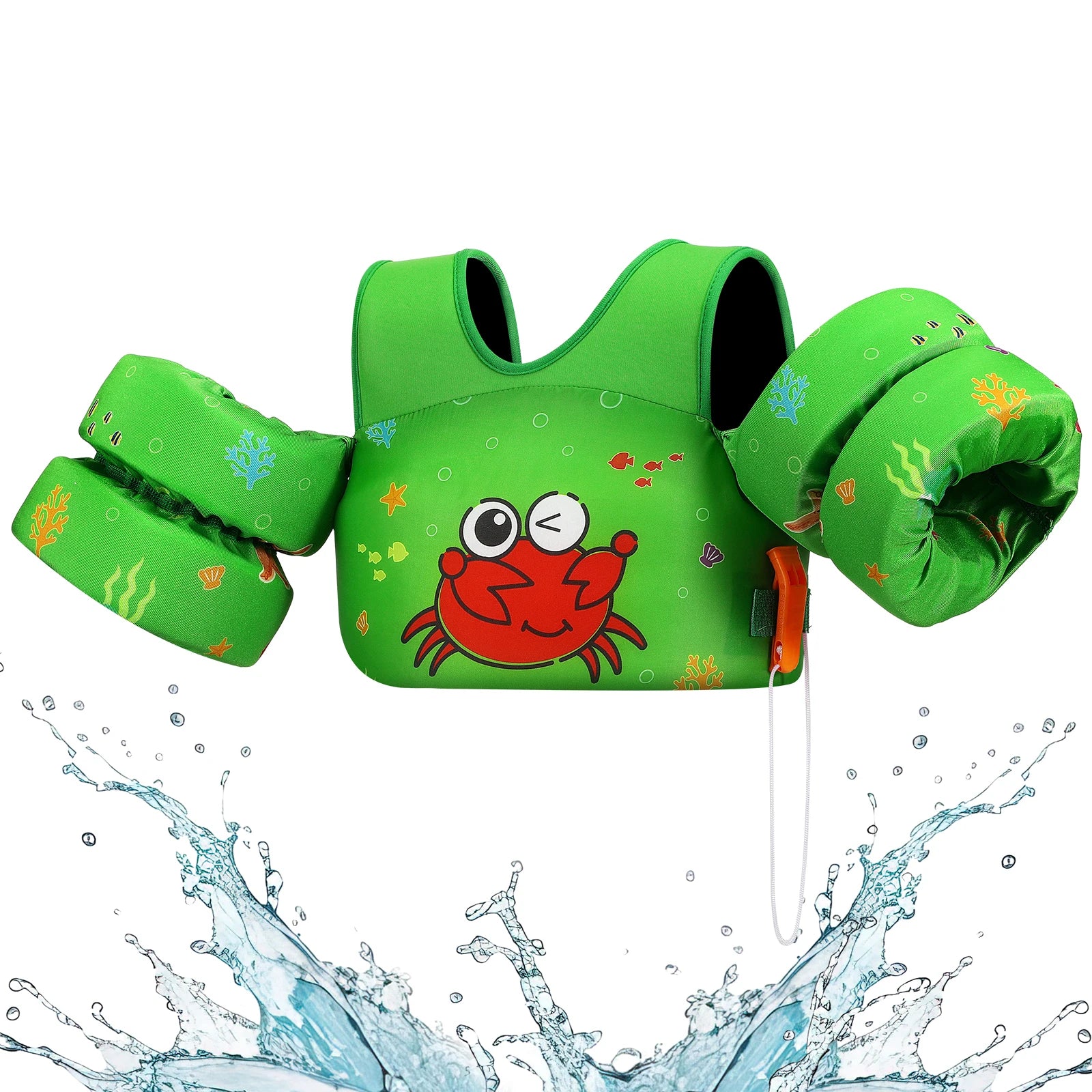 Children’s Swim Life Vest with Arm Floats & Whistle