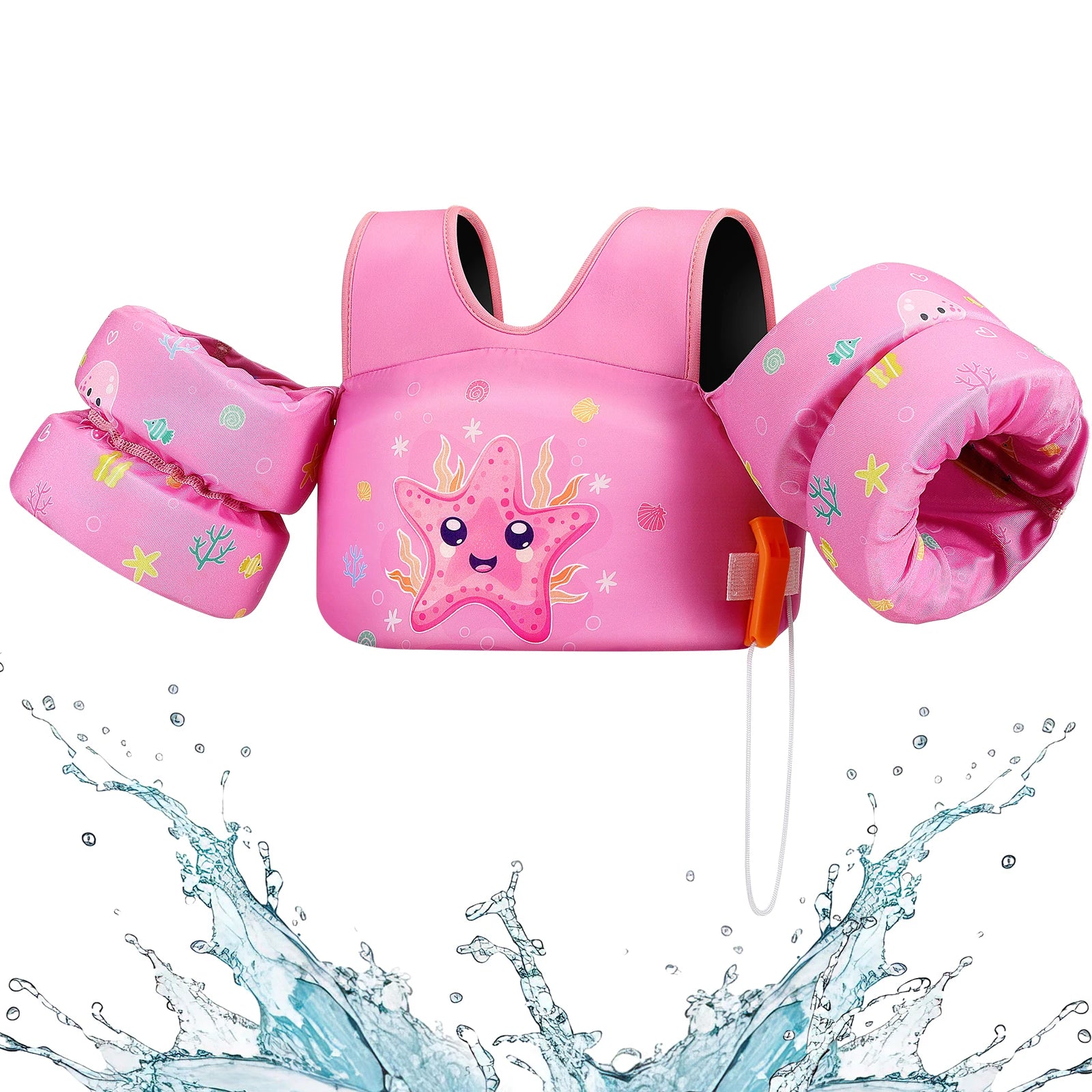 Children’s Swim Life Vest with Arm Floats & Whistle