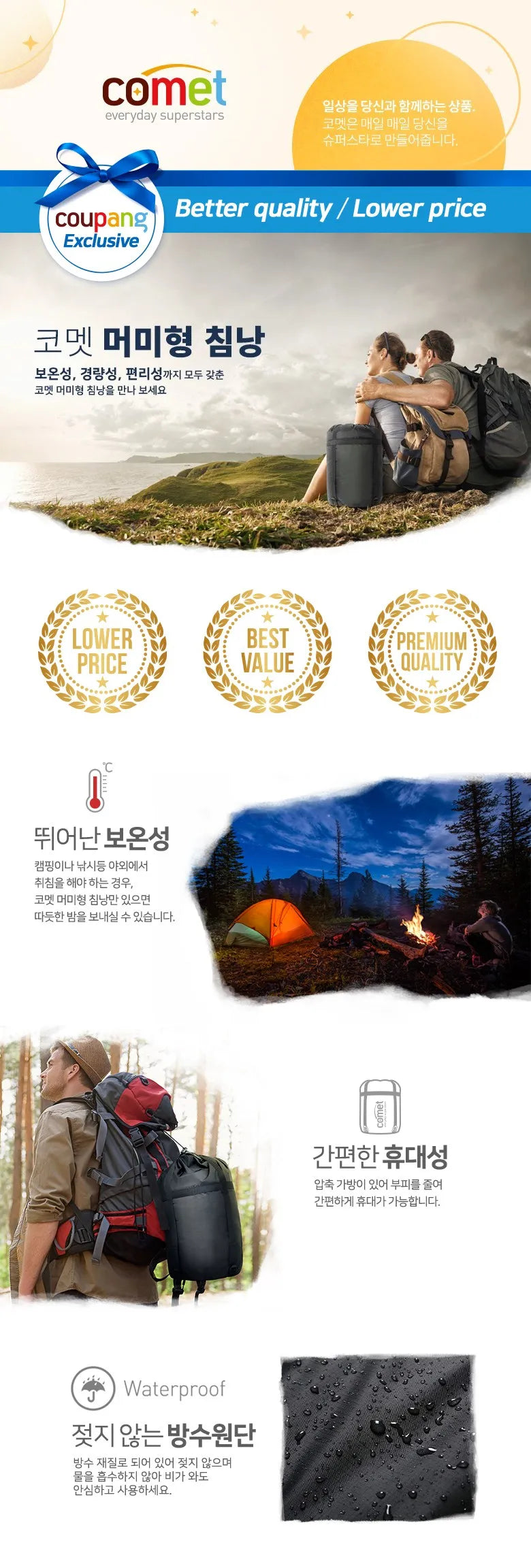 4-Season Lightweight Camping Sleeping Bag