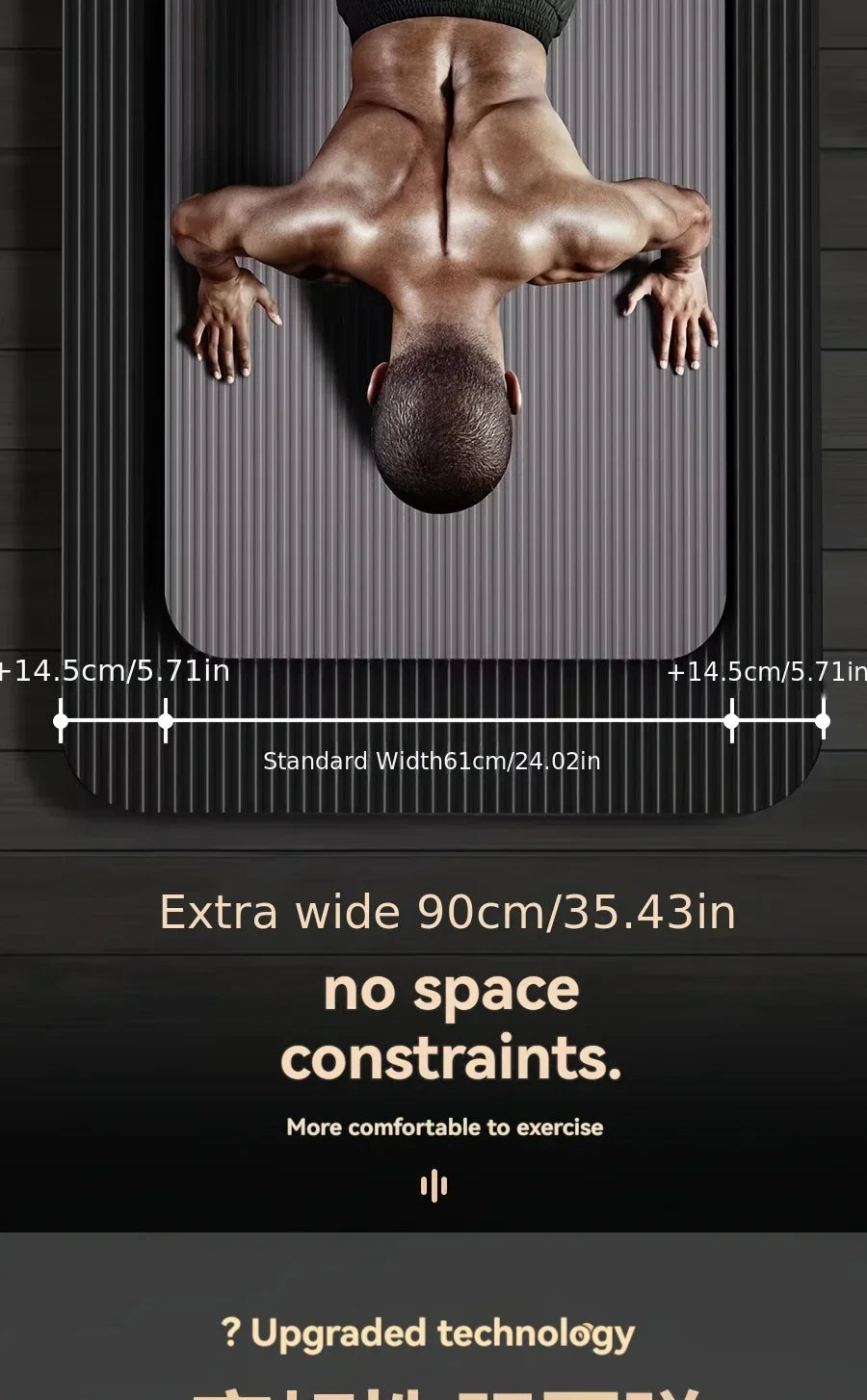 Thick Non-Slip Black Yoga Mat – Durable NBR Rubber