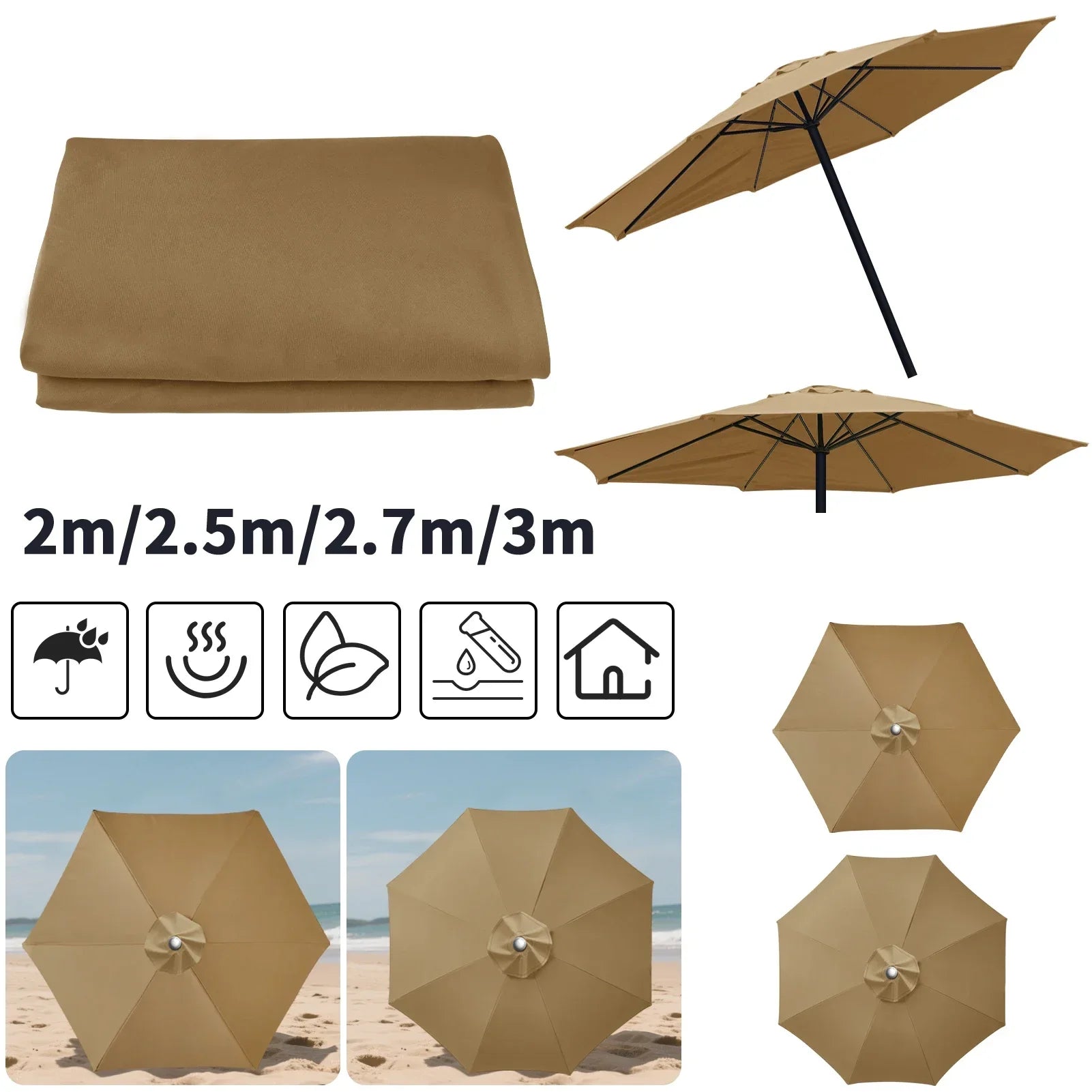 Replacement Parasol Canopy Cover with UV Protection