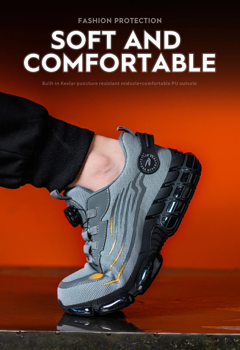 Men’s Safety Work Shoes – Anti-Smash, Anti-Puncture with Rotating Buckle