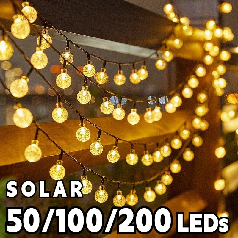 2024 Solar Crystal Globe String Lights – Waterproof IP65 LED Fairy Lights for Outdoor Garden, Patio, Party & Holiday Decor